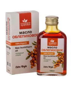 Масло облепиховое  нераф.высший сорт, К 50мг% 100мл, Кладовая здоровья