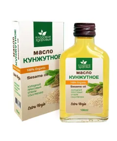 Масло кунжутное нераф.высший сорт, 100мл, Кладовая здоровья