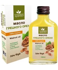 Масло грецкого ореха нераф. высший сорт, 100мл, Кладовая здоровья