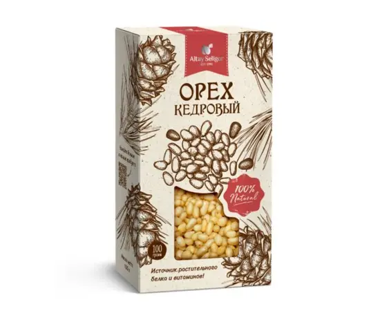 Орех кедровый очищенный, 100 г, Алтай-Селигор