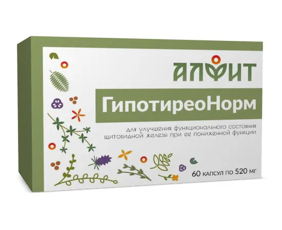 БАД Фитосборы в капсулах Гипотиреонорм, 60  капсул по 520 мг, Алфит