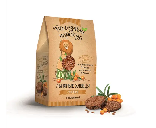 Хлебцы льняные с облепихой, 100 г. , серия Полезный перекус
